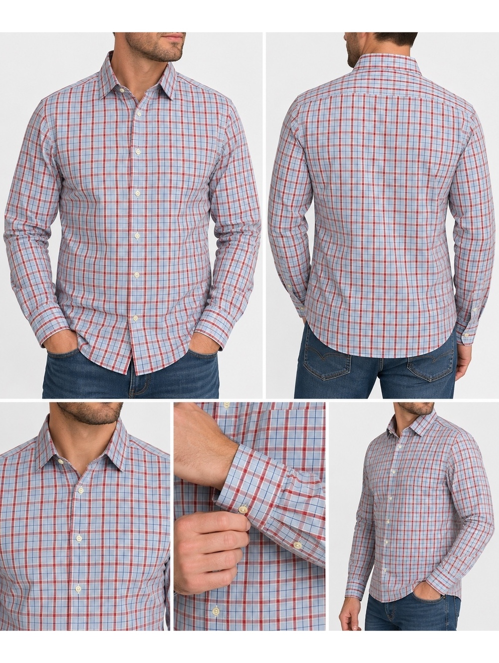 Banana Republic Men’s Medium Non-Iron Slim Fit Plaid Button Down Shirt Cotton